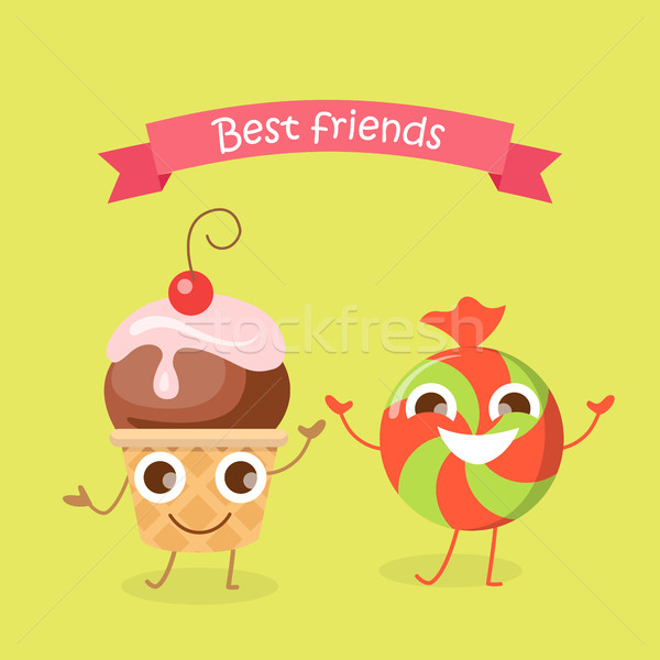 Best Friends Caramel Candy and Cupcake Characters Stock photo © robuart