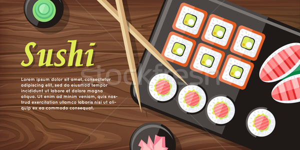 Japońskie jedzenie ilustracja internetowych banner Japonia sushi Zdjęcia stock © robuart