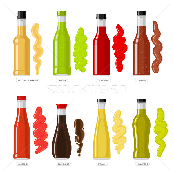 Szett mártás üvegek különböző gyűjtemény különböző Stock fotó © robuart