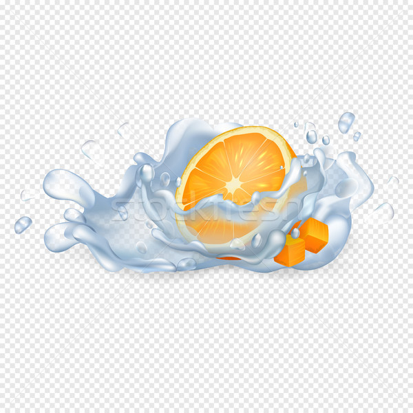 Stock foto: Hälfte · orange · Früchte · sauberes · Wasser · Tropfen · Vektor · groß