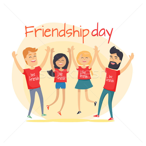 Best Friends Spend Fun Time. Friendship Day Flat Stock photo © robuart