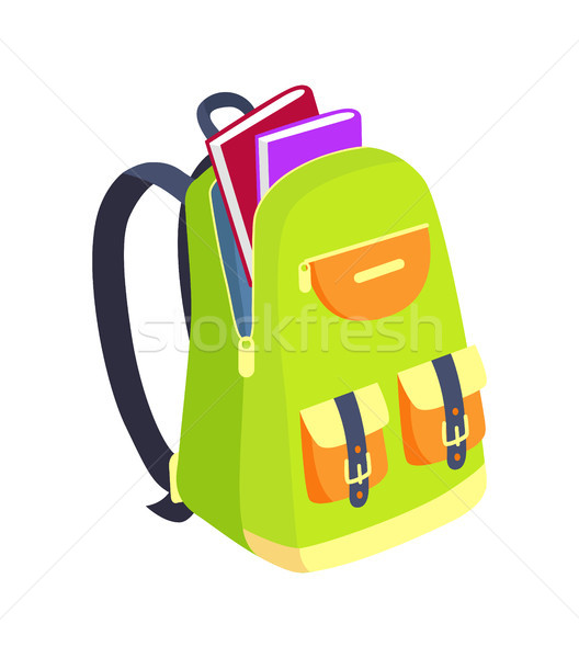 Open Schoolbag with Books Side View Vector Stock photo © robuart