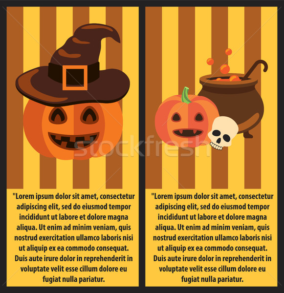 Halloween Pumpkins and Cast-Iron Vat of Potion Stock photo © robuart