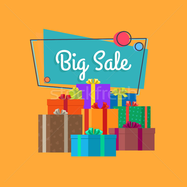 Big Sale Inscription in Square Bubble and Presents Stock photo © robuart