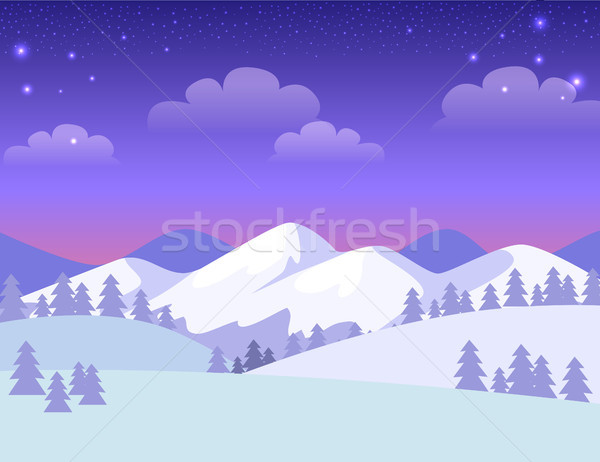 Colourful Greeting Card with Snowy Mountains. Stock photo © robuart