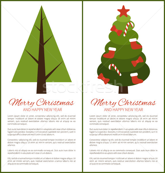 Joyeux Noël happy new year affiches arbre résumé [[stock_photo]] © robuart