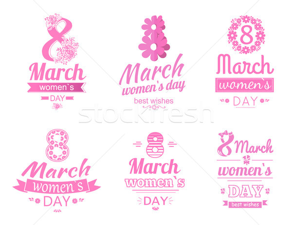 Set of 8 March Greeting Card International Holiday Stock photo © robuart