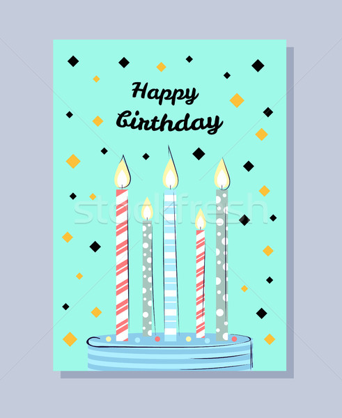Happy Birthday Postcard with Cake and Candles Stock photo © robuart