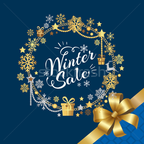 Stockfoto: Winter · verkoop · poster · frame · sneeuwvlokken · decoratief