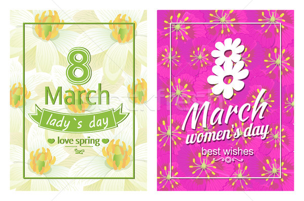 Ladies Day Love Spring 8 March Posters Text Flower Stock photo © robuart