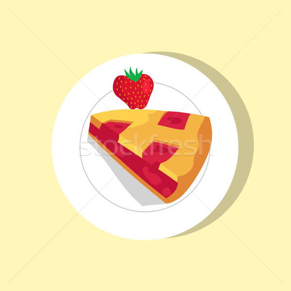 Sweet Pie with Cute Strawberry Vector Illustration Stock photo © robuart