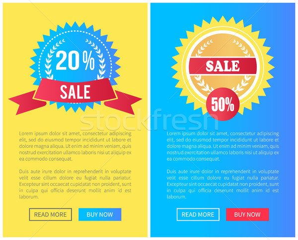 Sale Special Offer Round Labels on Web Posters Set Stock photo © robuart