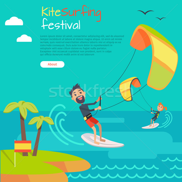 Festiwalu banner stylu Kania surfing fali Zdjęcia stock © robuart