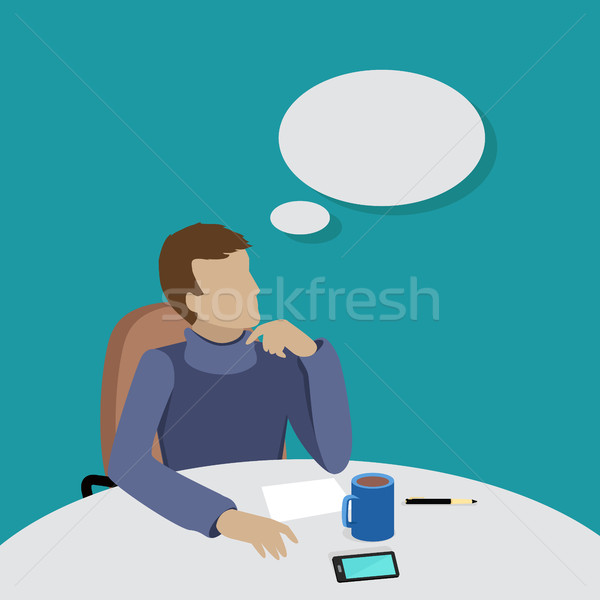 Man Sitting on Chair and Dreaming About Something Stock photo © robuart