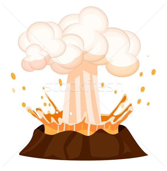 Stock photo: Erupting Liquid Drop Splashing out Burning Volcano