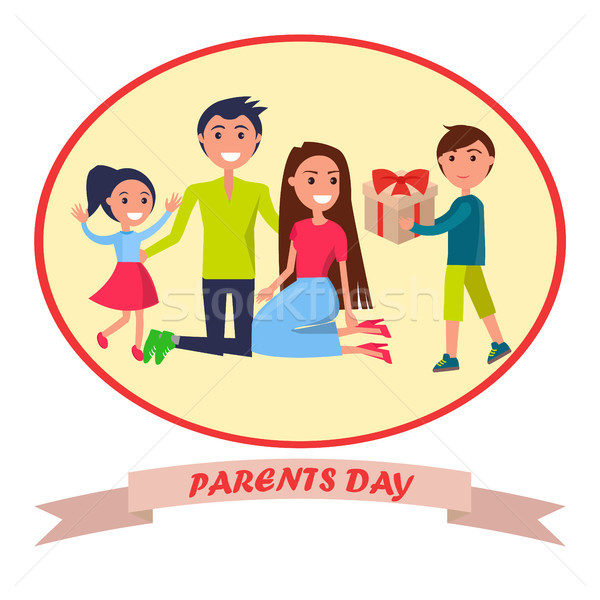 Szalag dedikált szülők nap család keret Stock fotó © robuart