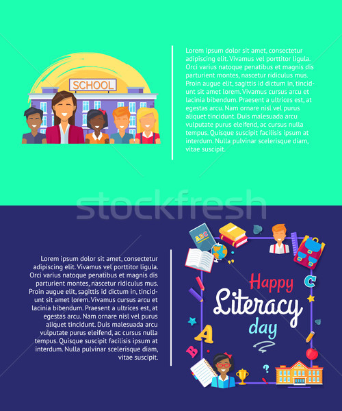 Happy Literacy Day Poster Vector Illustration Stock photo © robuart