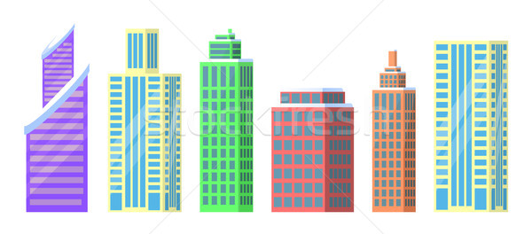 набор город зданий иконки изолированный Сток-фото © robuart
