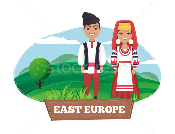East Europe Man and Women on Vector Illustration Stock photo © robuart