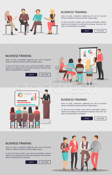 Business Training Vector Web Posters Set Coworkers Stock photo © robuart