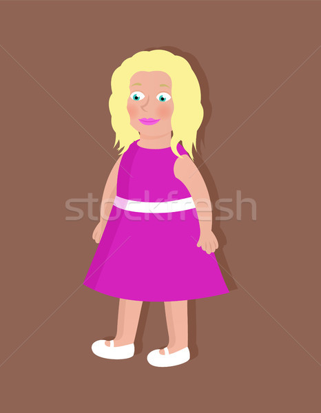 Blonde Doll with Blue Eyes in Purple Dress Vector Stock photo © robuart