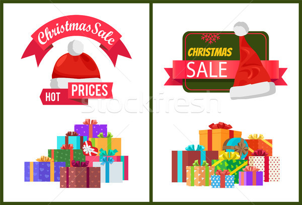 Stockfoto: Christmas · verkoop · poster · aanwezig · promo · label