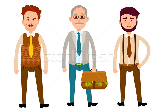 Three Men of Different Looks Flat Cartoon Theme Stock photo © robuart