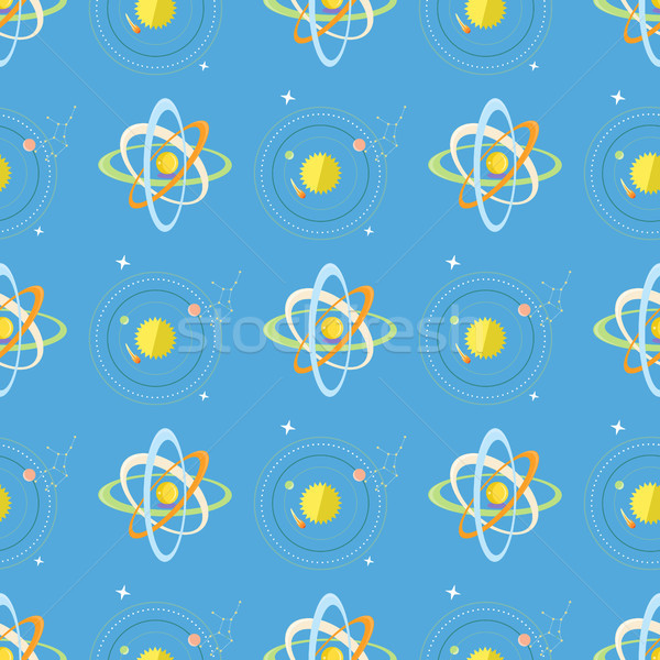 Seamless Pattern Solar System and Planets Rotating Stock photo © robuart