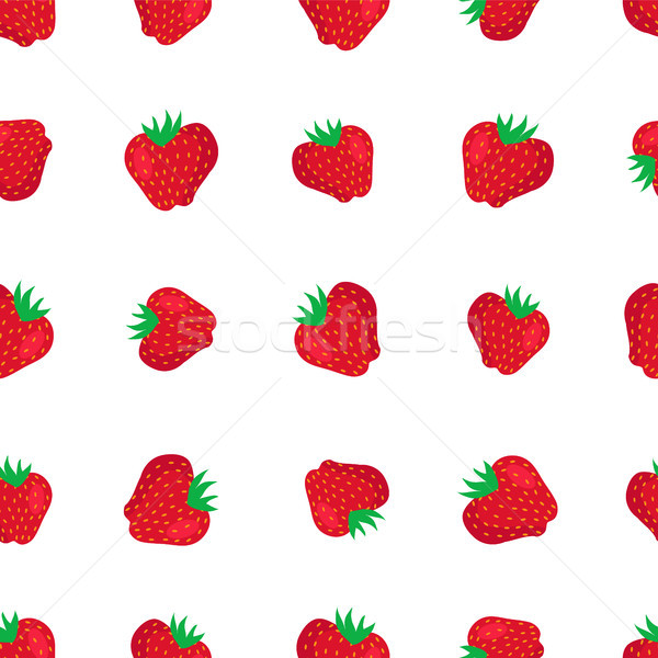 Stock photo: Strawberries Seamless Pattern Vector Illustration