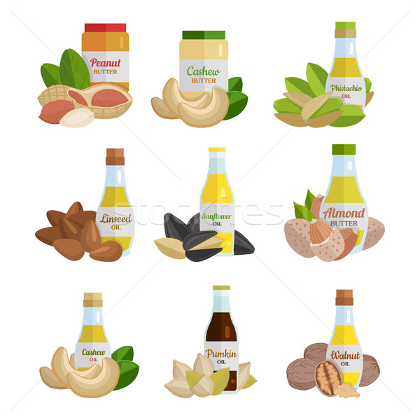 Set of Butter and Nut Oil Vector Illustrations. Stock photo © robuart