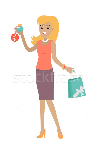 Foto stock: Mulher · perfume · desconto · preço · fragrância · grande