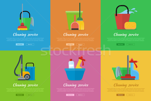 Szett takarítás szolgáltatás stílus háló bannerek Stock fotó © robuart