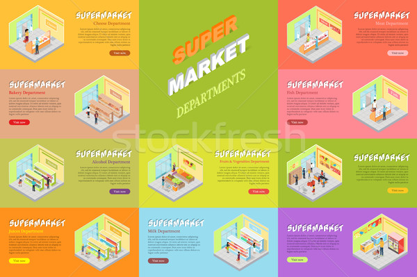 Supermarket Departments Banners Set. Store Shop Stock photo © robuart