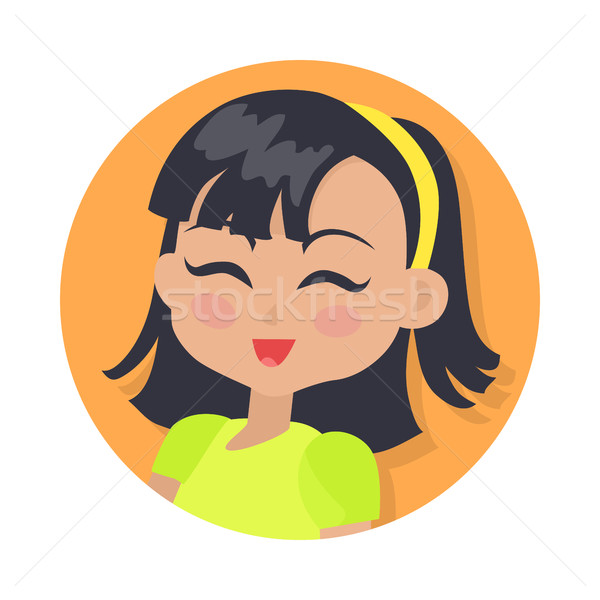 Smiling Girl with Dark Hair and Forelock. Red lips Stock photo © robuart
