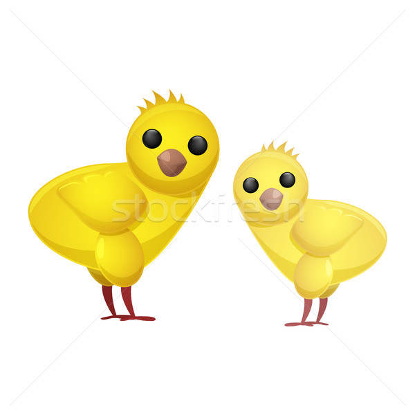 Cute Easter Spring Chickens Isolated Illustration Stock photo © robuart