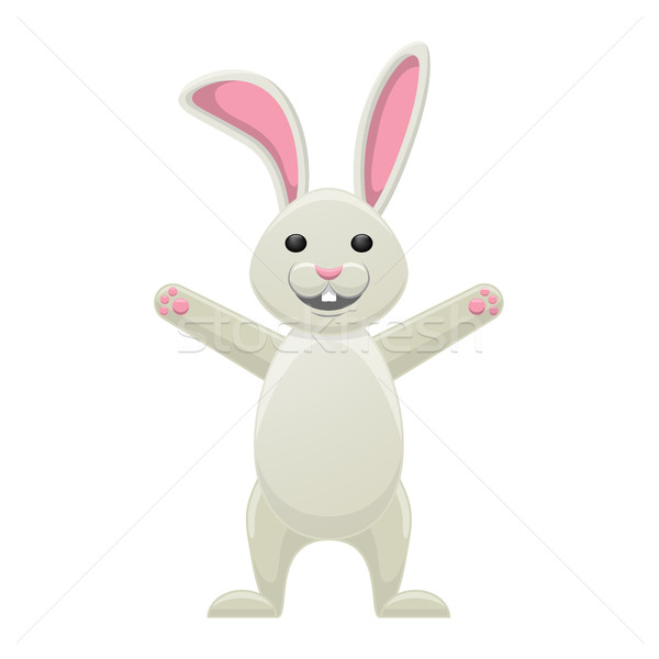 Smiling White Bunny with Stretched Paws Isolated Stock photo © robuart