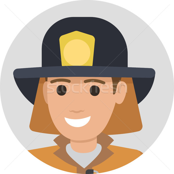 Cheerful Firefighter in Protective Suit and Black Hat Stock photo © robuart