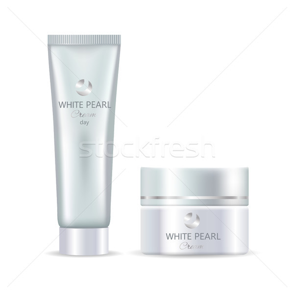 Stock photo: White Pearl Cream Day Advert Vector Illustration