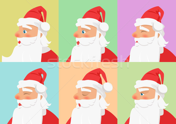 Shown Set of Different Emotions from Santa Claus Stock photo © robuart