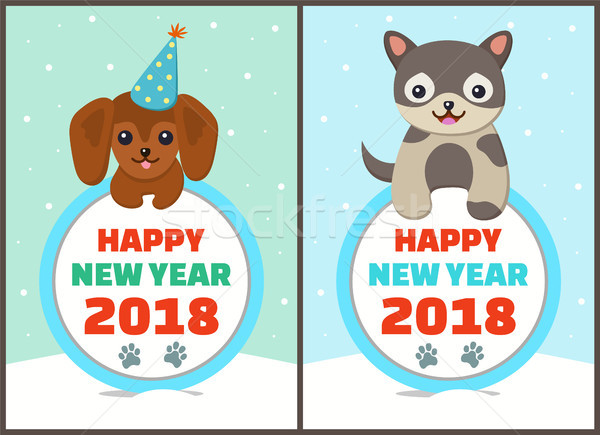 Happy New Year Collection Vector Illustration Stock photo © robuart