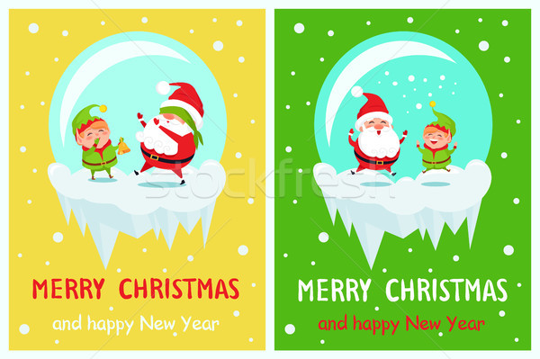 Stok fotoğraf: Kartpostal · neşeli · Noel · happy · new · year · cin