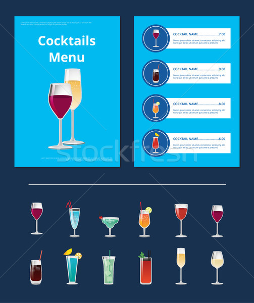 Cocktail Menu Advertisement Poster with Prices Stock photo © robuart