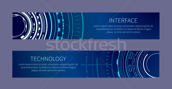 Stock photo: Technology Banner with Two Interface Patterns