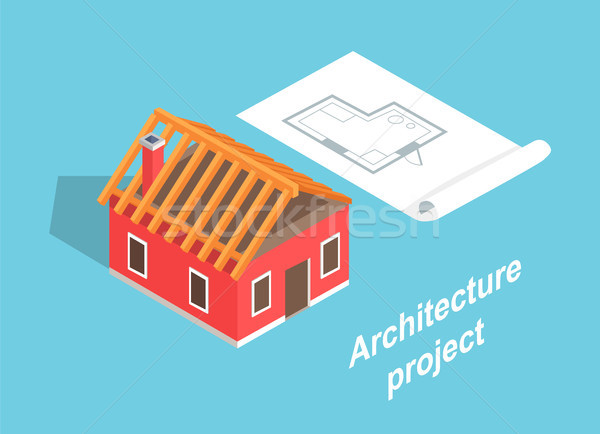 Architecture Project, House Template, Color Banner Stock photo © robuart