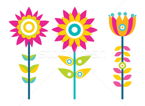 Bright Creative Flowers with Colorful Petals Set Stock photo © robuart