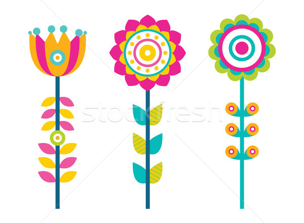 Colorful Flowers with Bright Buds and Small Leaves Stock photo © robuart