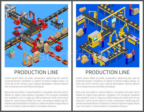 Production Line Posters Set, Vector Illustration Stock photo © robuart