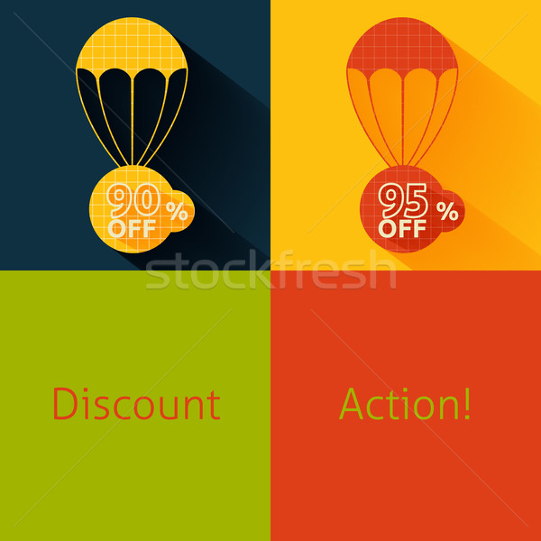 Descuento paracaídas establecer negocios signo web Foto stock © robuart