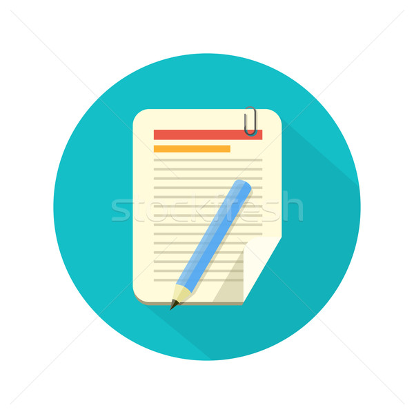 Stock photo: Notebook and pencil icon