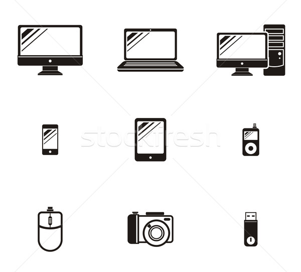 Stockfoto: Ingesteld · icon · ontwerp · tablet